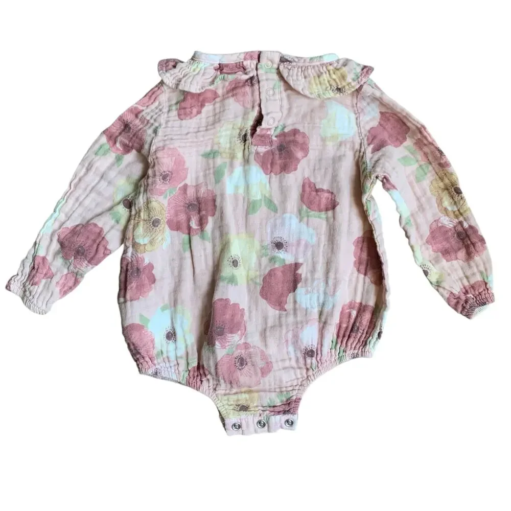 Angel Dear Muslin Collared Floral Bodysuirb
